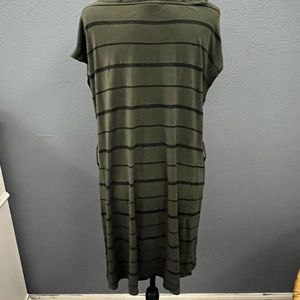 Vintage Buttons Olive Oversized stripped Dress Sz L